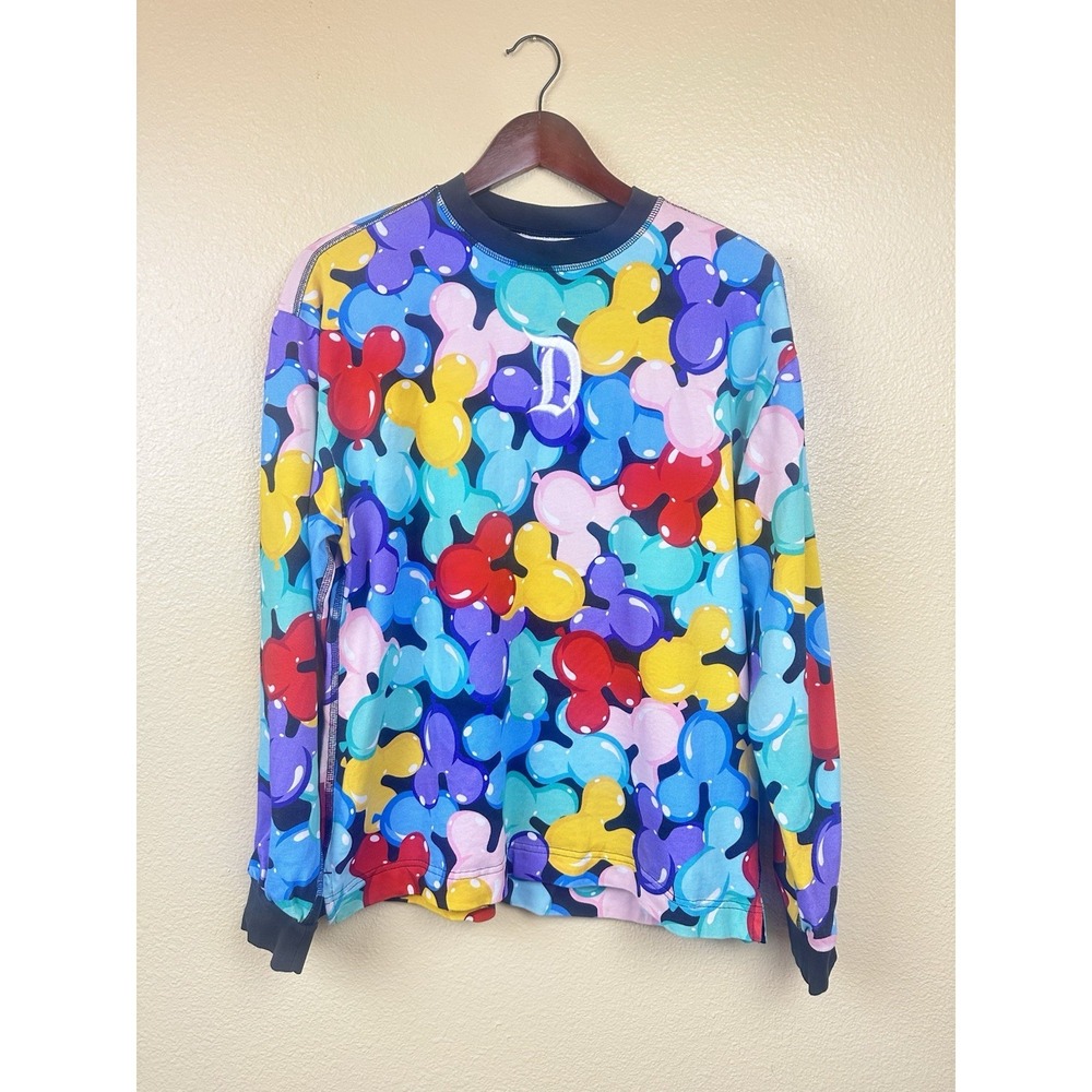 Disney Parks Disneyland Resort Crewneck Adult SM Balloons Long Sleeve‎ Shirt NWT